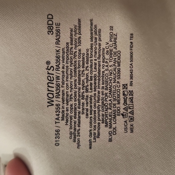 Warners no side effects underwire bra, size 38DD - Picture 3 of 3